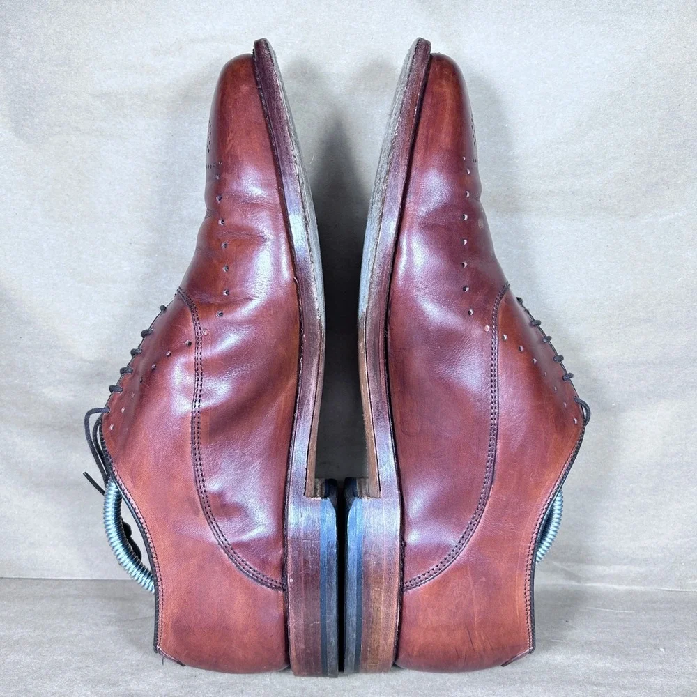 Allen Edmonds Waybridge Oxford Wingtip Men 9.5 Chestnut Brown Brogue Dress Shoes